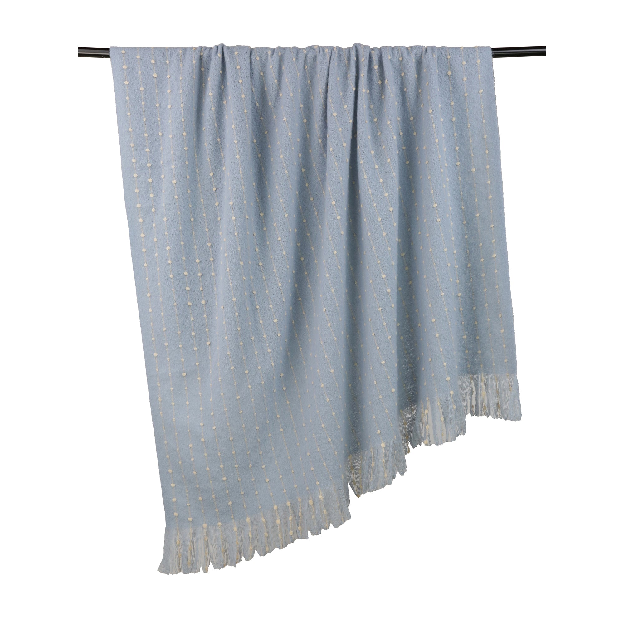 Malini Blue Raise Dot Line Throw on Faux Mohair