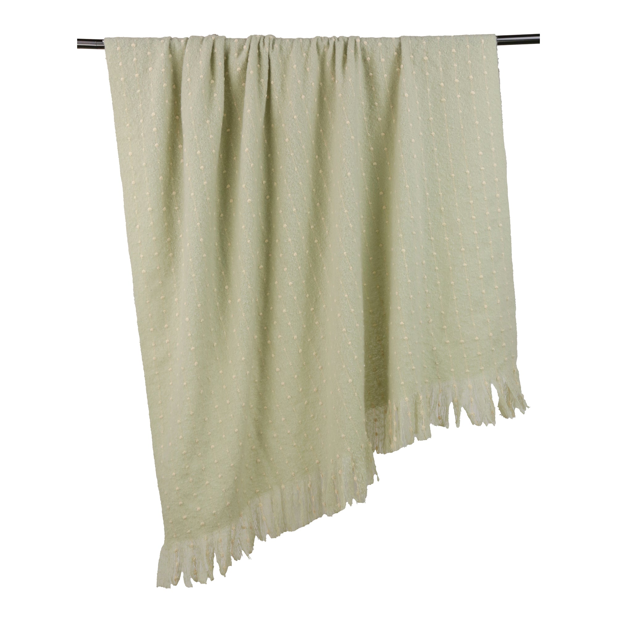 Malini Mint Raise Dot Line Throw on Faux Mohair