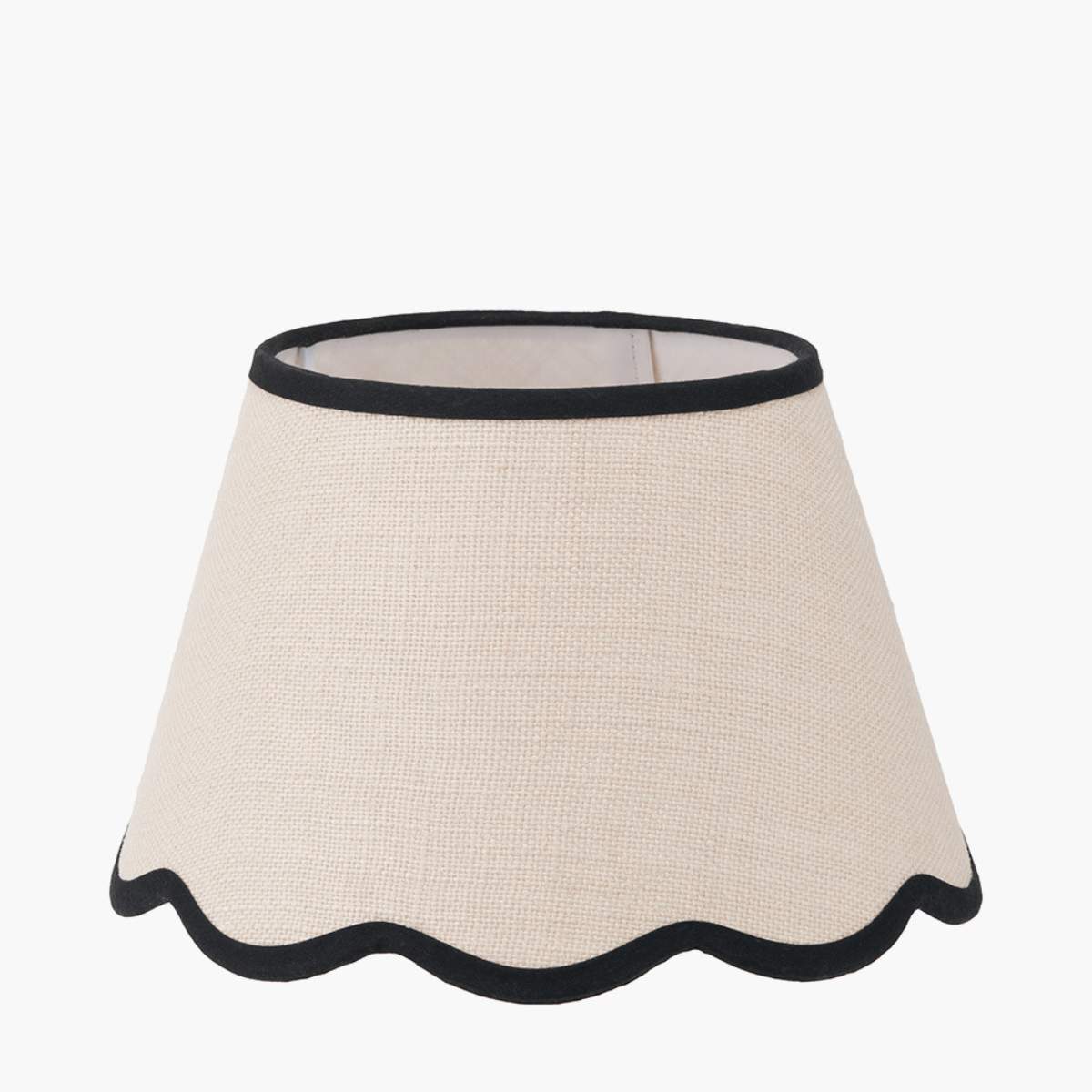 Pacific Lifestyle Tabitha Cream Jute Scalloped Edge Tapered Lamp Shade with Contrast Binding