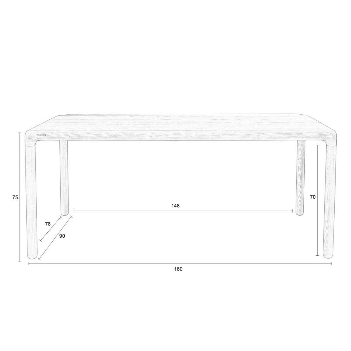 Zuiver Table Storm 160x90 Natural