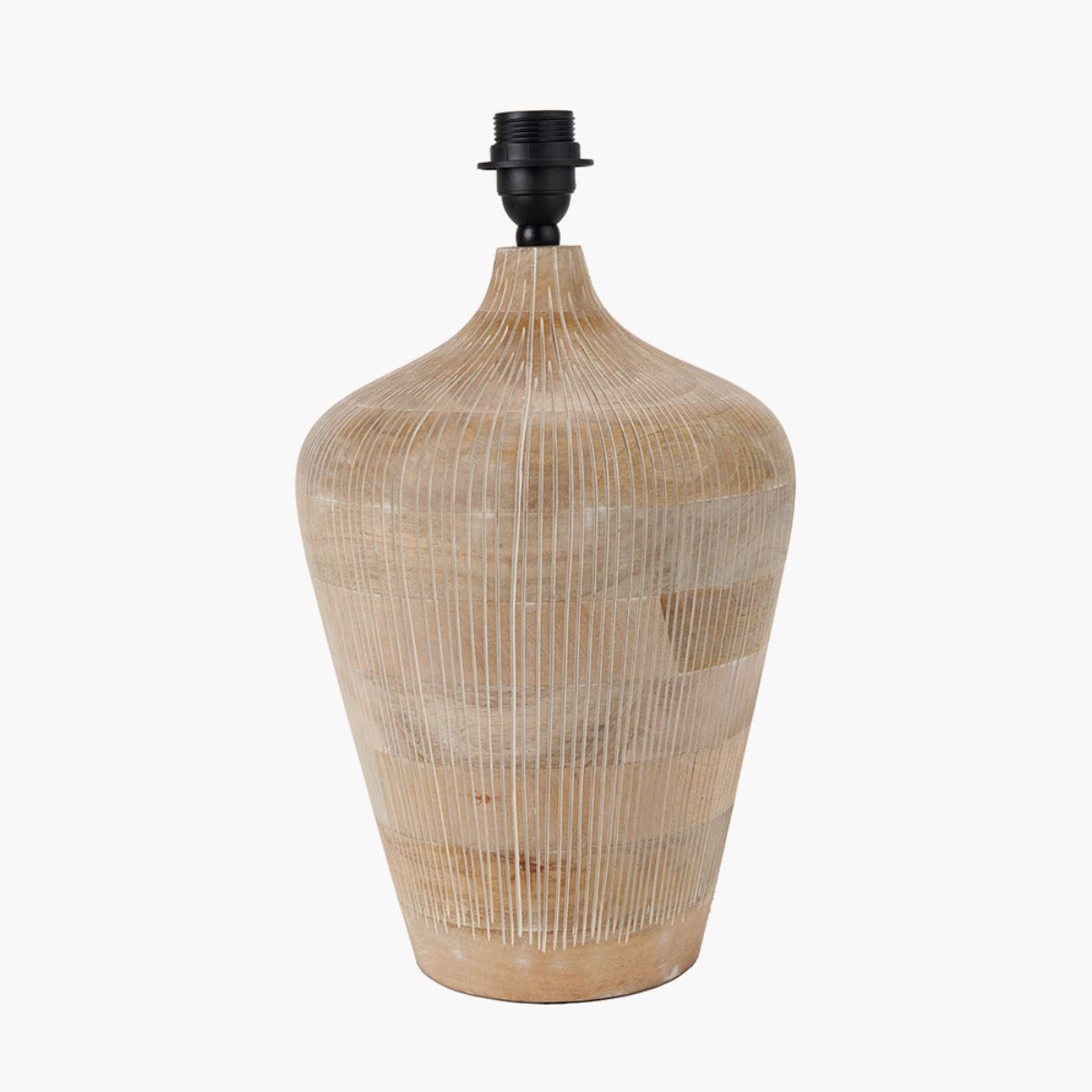 Pacific Lifestyle Taika White Wash Textured Wood Table Lamp Base