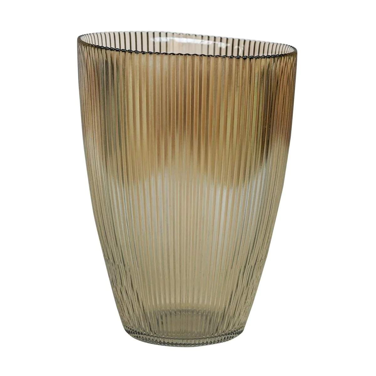 Ivyline Tall Ribbed Vase - Mocha