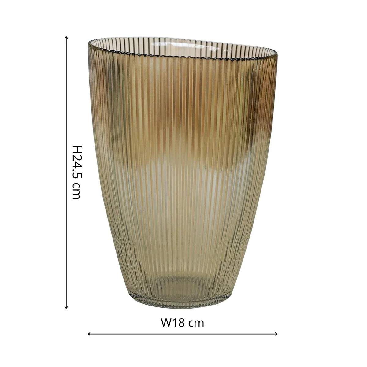 Ivyline Tall Ribbed Vase - Mocha