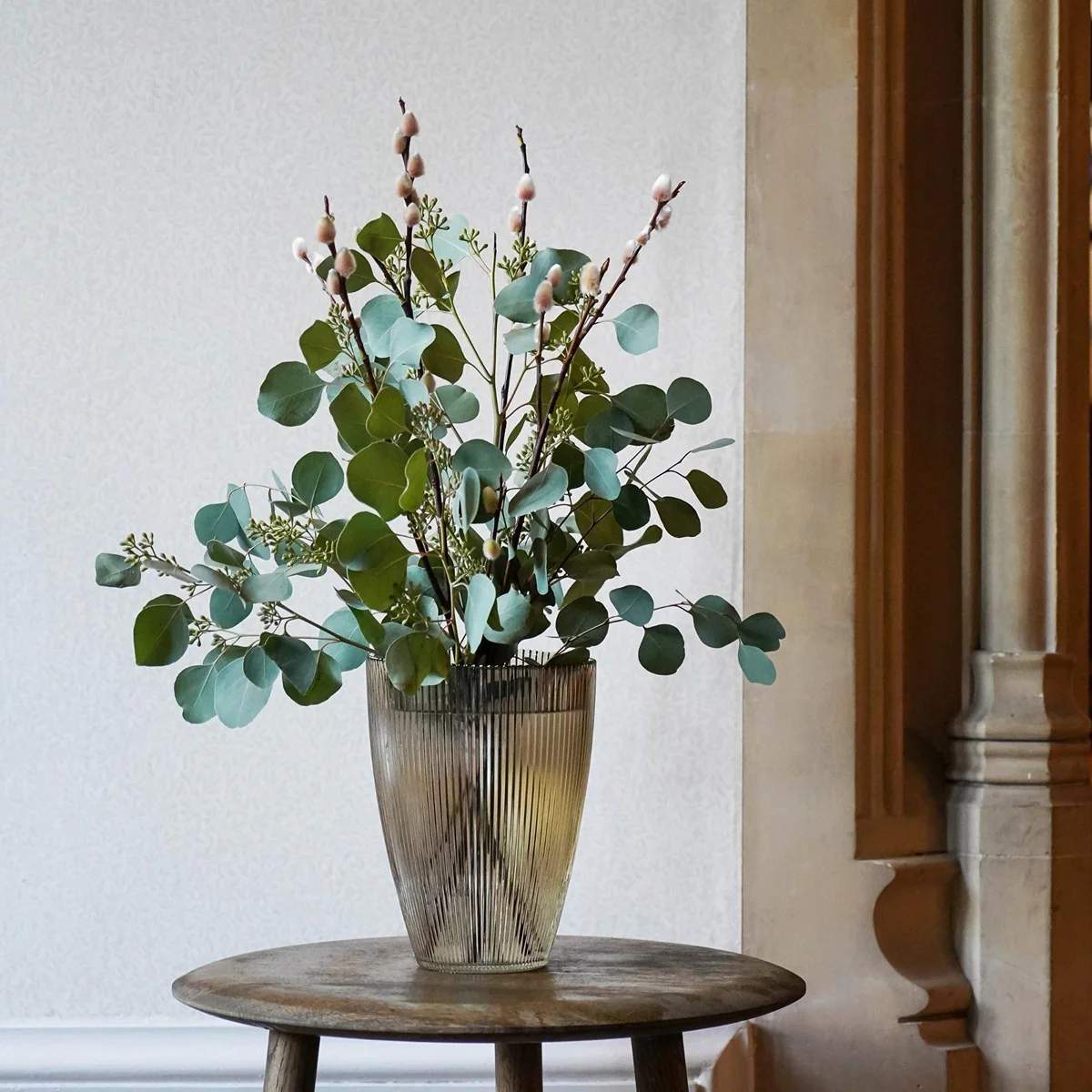 Ivyline Tall Ribbed Vase - Mocha