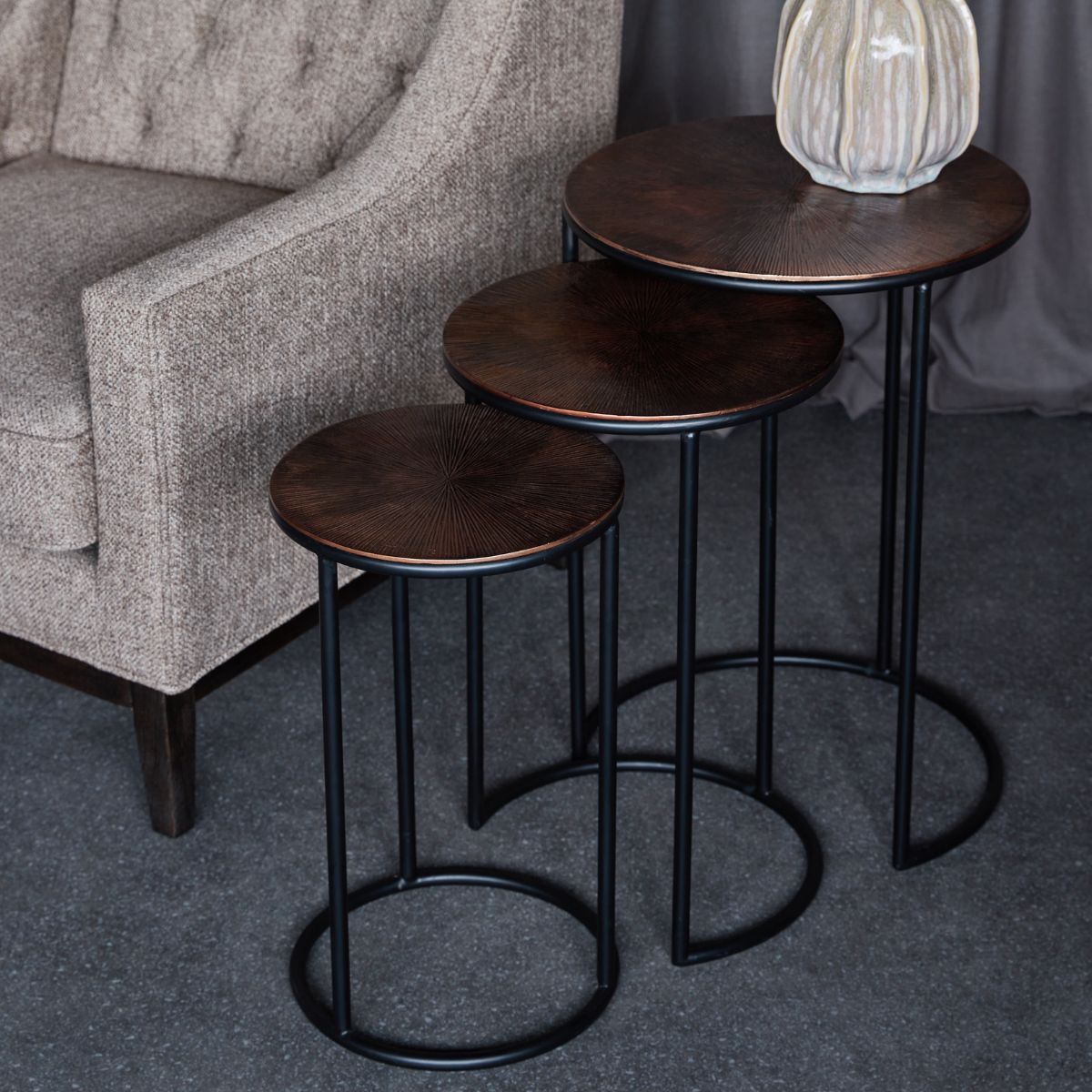 Libra Interiors Tambora Metal Tables Set of 3