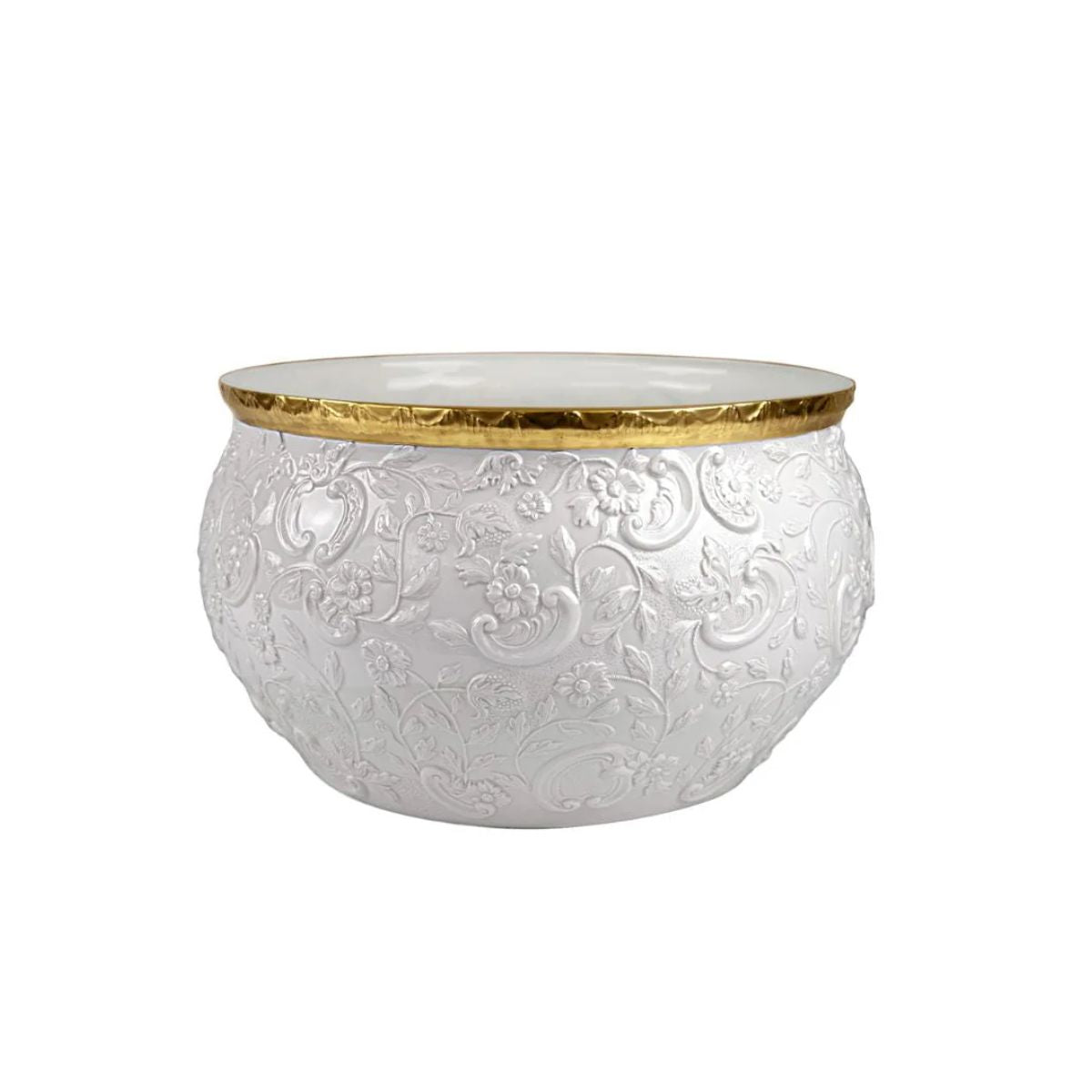 Villari Taormina Cachepot - White & Gold