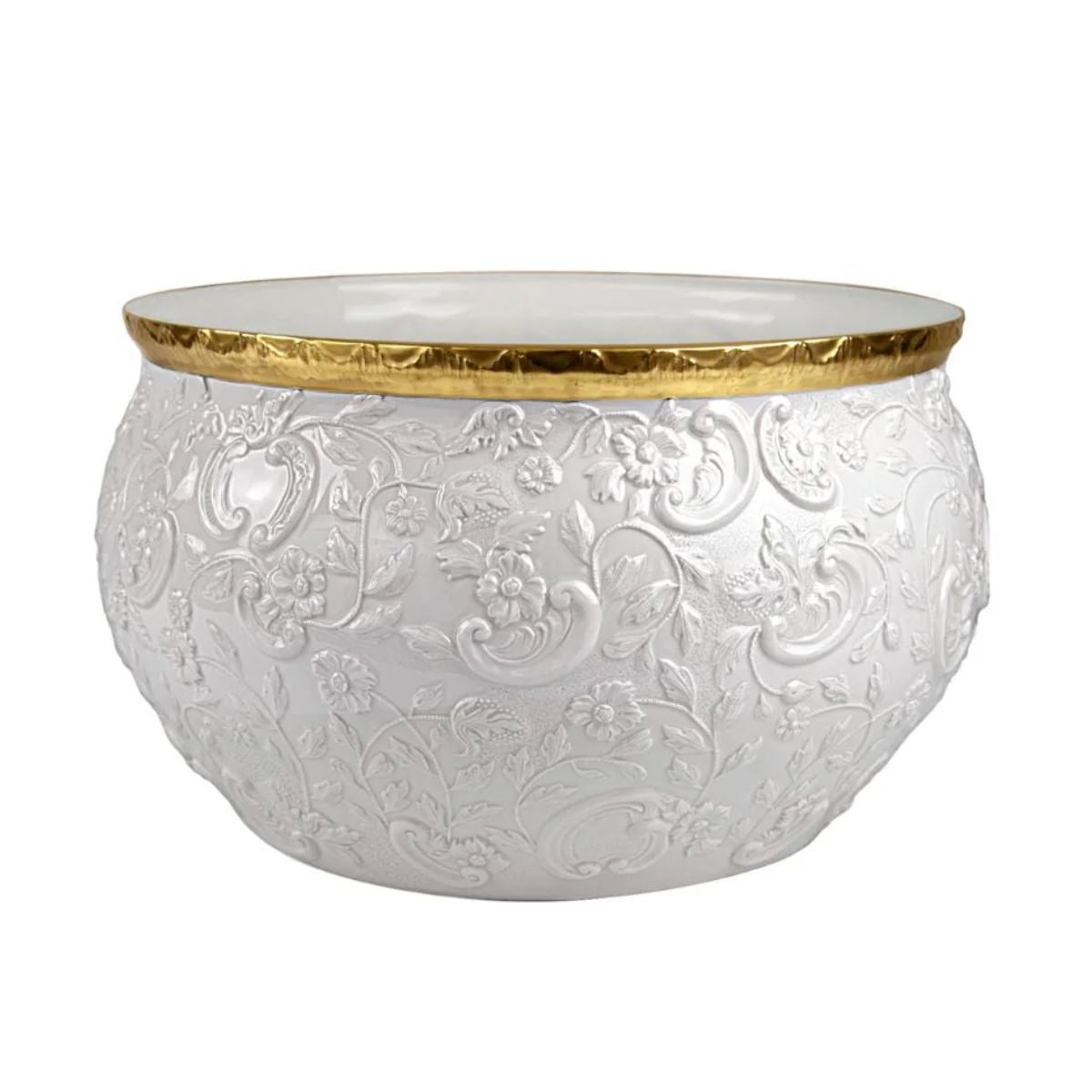 Villari Taormina Cachepot - White & Gold