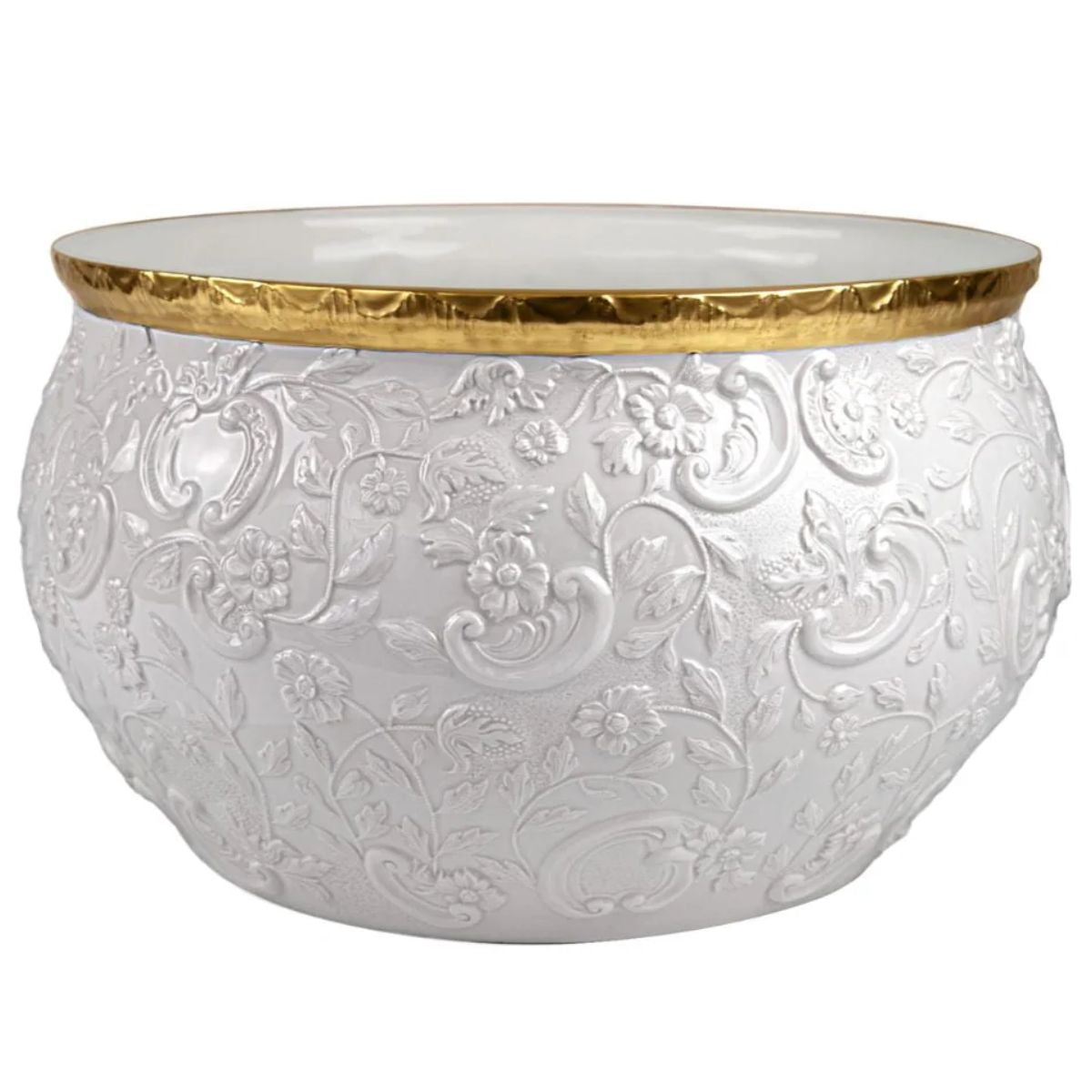 Villari Taormina Cachepot - White & Gold