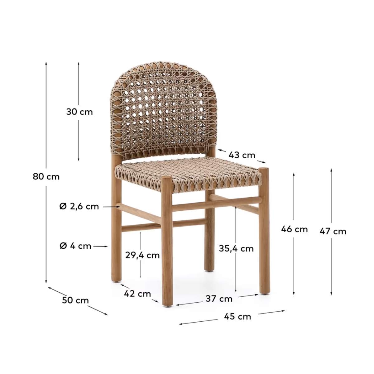 Kave Home Tavira outdoor chair in solid teak wood