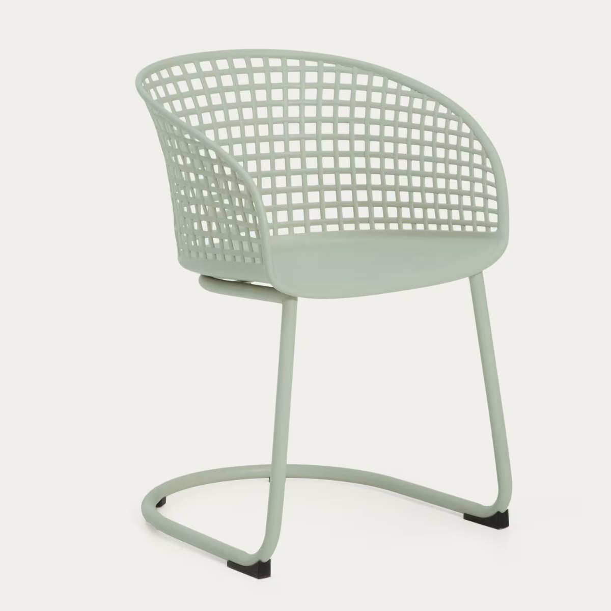 Kave Home Tenaro green plastic outdoor chair with steel structure