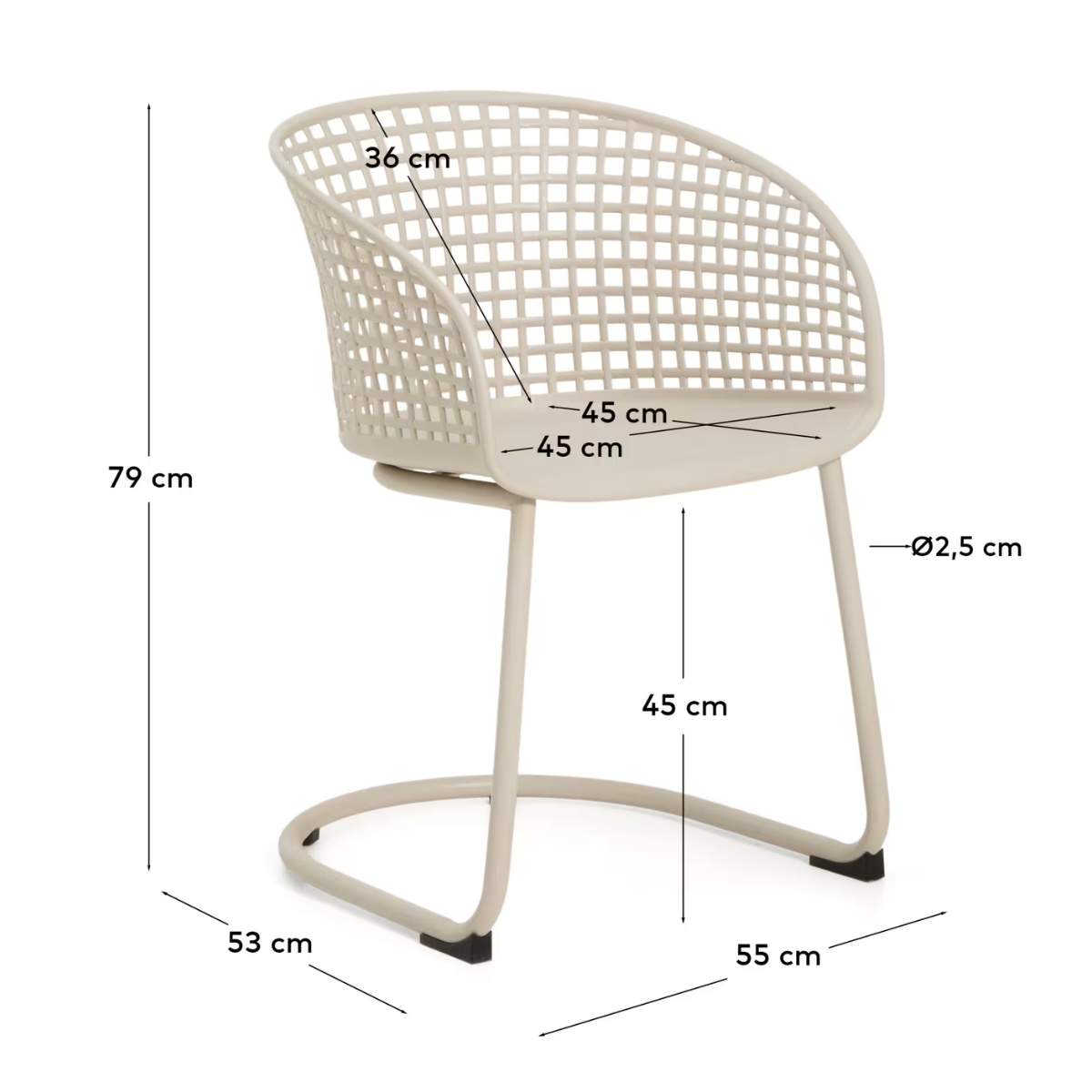 Kave Home Tenaro green plastic outdoor chair with steel structure