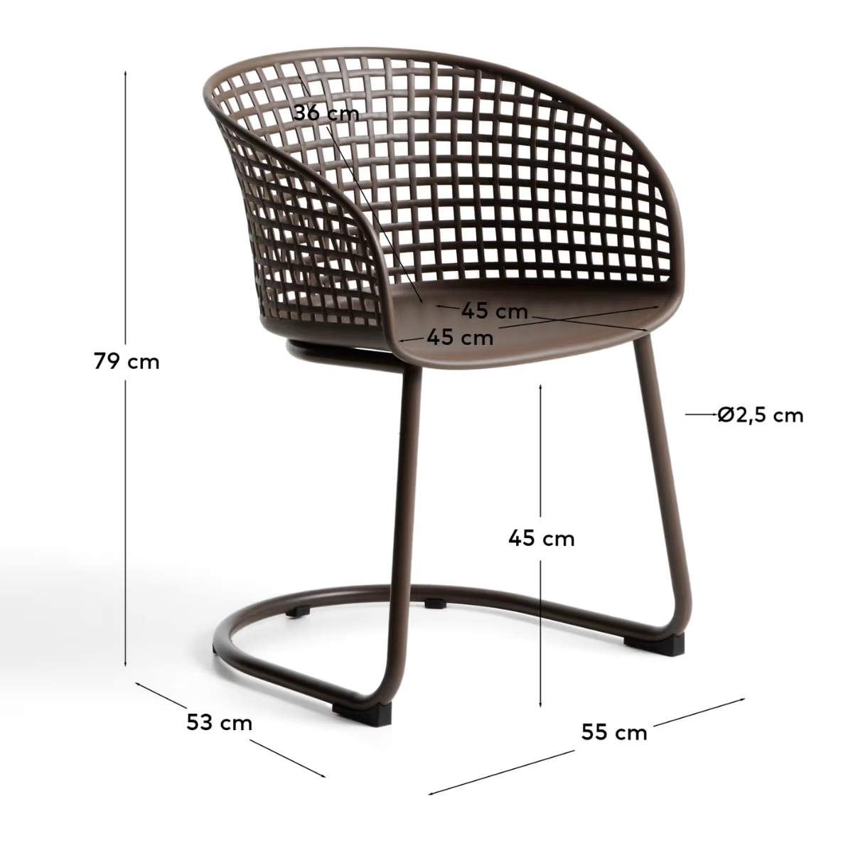 Kave Home Tenaro green plastic outdoor chair with steel structure