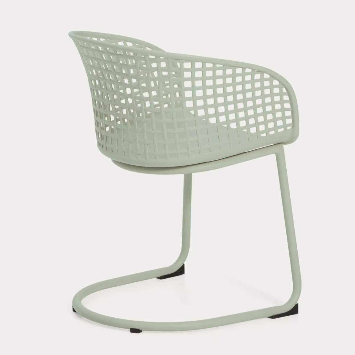 Kave Home Tenaro green plastic outdoor chair with steel structure