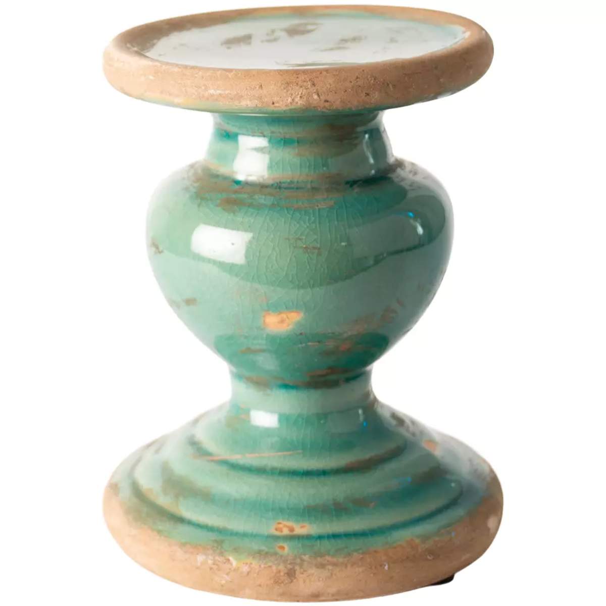 Grand Illusions Thasos Pillar Candle Holder Turquoise