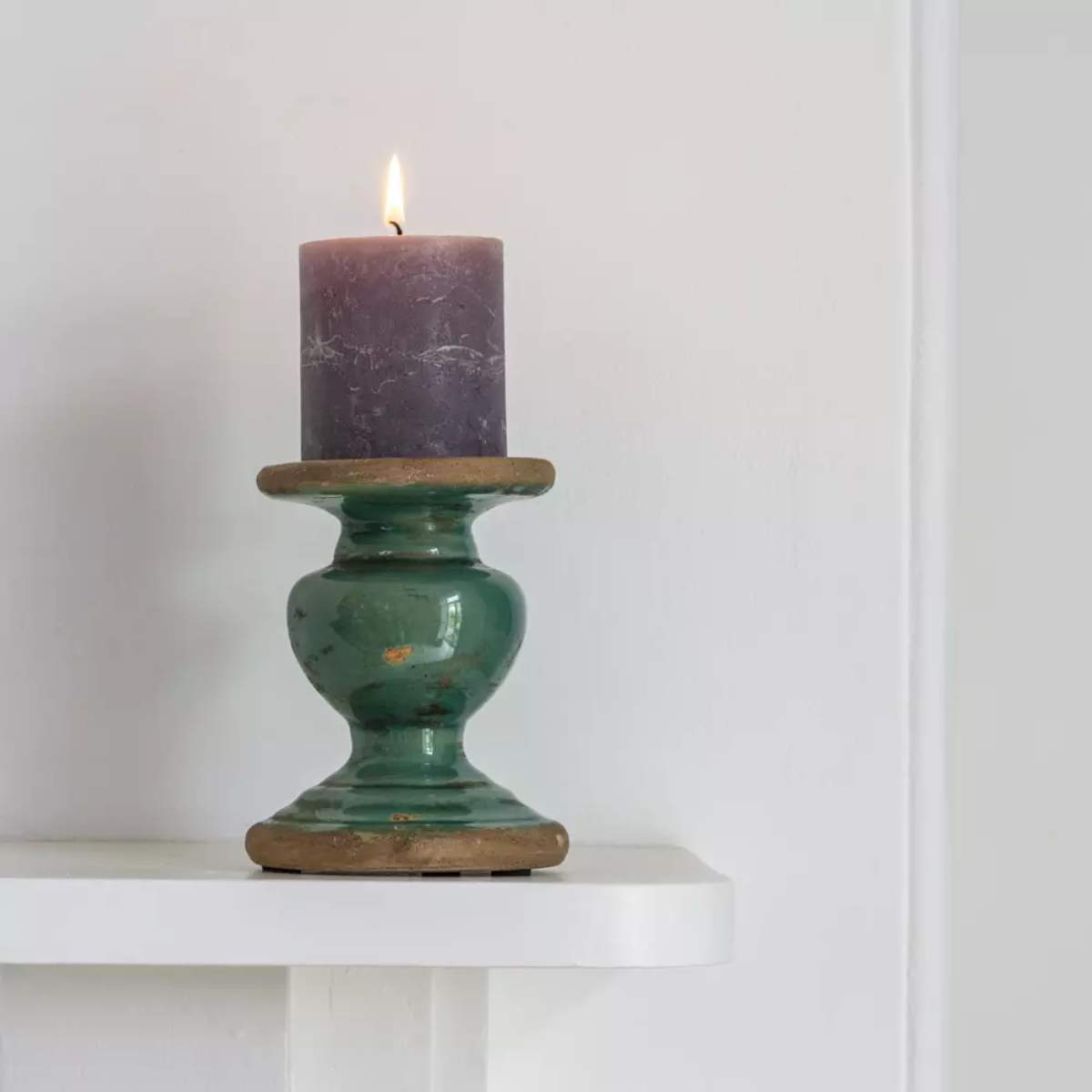 Grand Illusions Thasos Pillar Candle Holder Turquoise