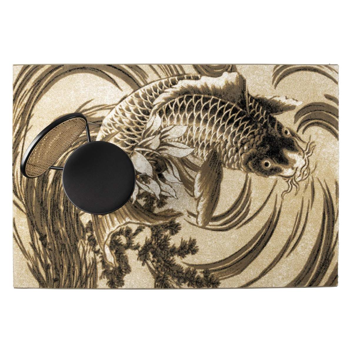 Bold Monkey The Legend Of Koi Carpet 160x230 Beige/Black Grey