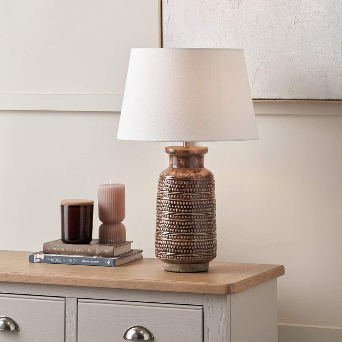 Pacific Lifestyle Theano Dot Design Brown Glaze Tall Table Lamp Base