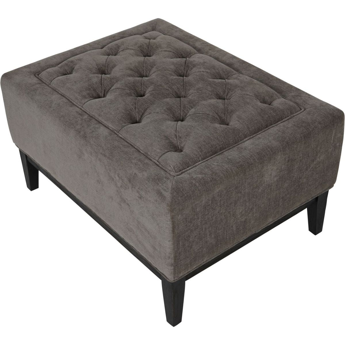 Libra Interiors Theodore Buttoned Stool in Warm Grey Fabric 81x61cm