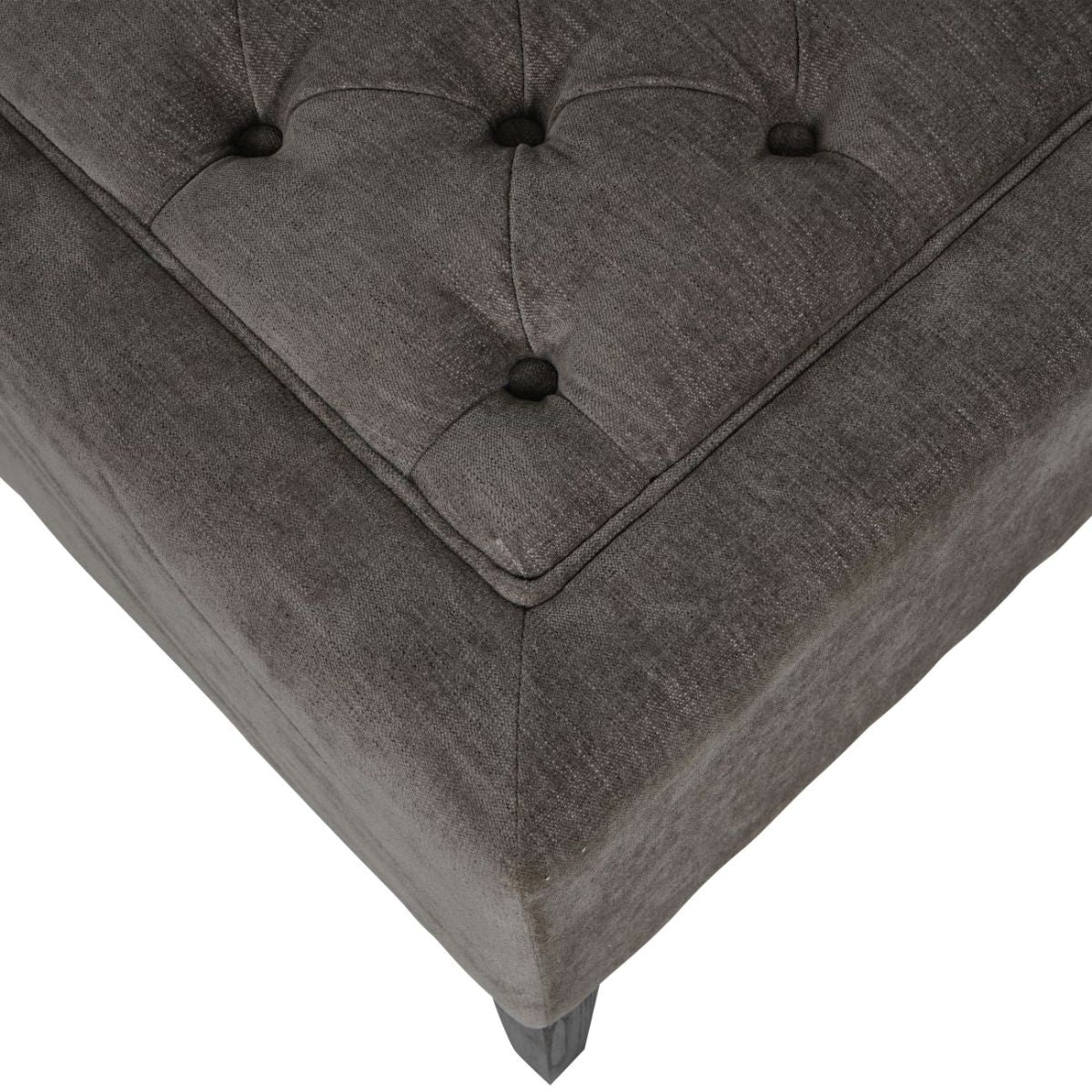 Libra Interiors Theodore Buttoned Stool in Warm Grey Fabric 81x61cm