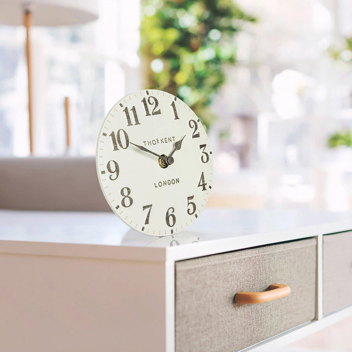 Thomas Kent 15cm Arabic Mantel Clock Limestone