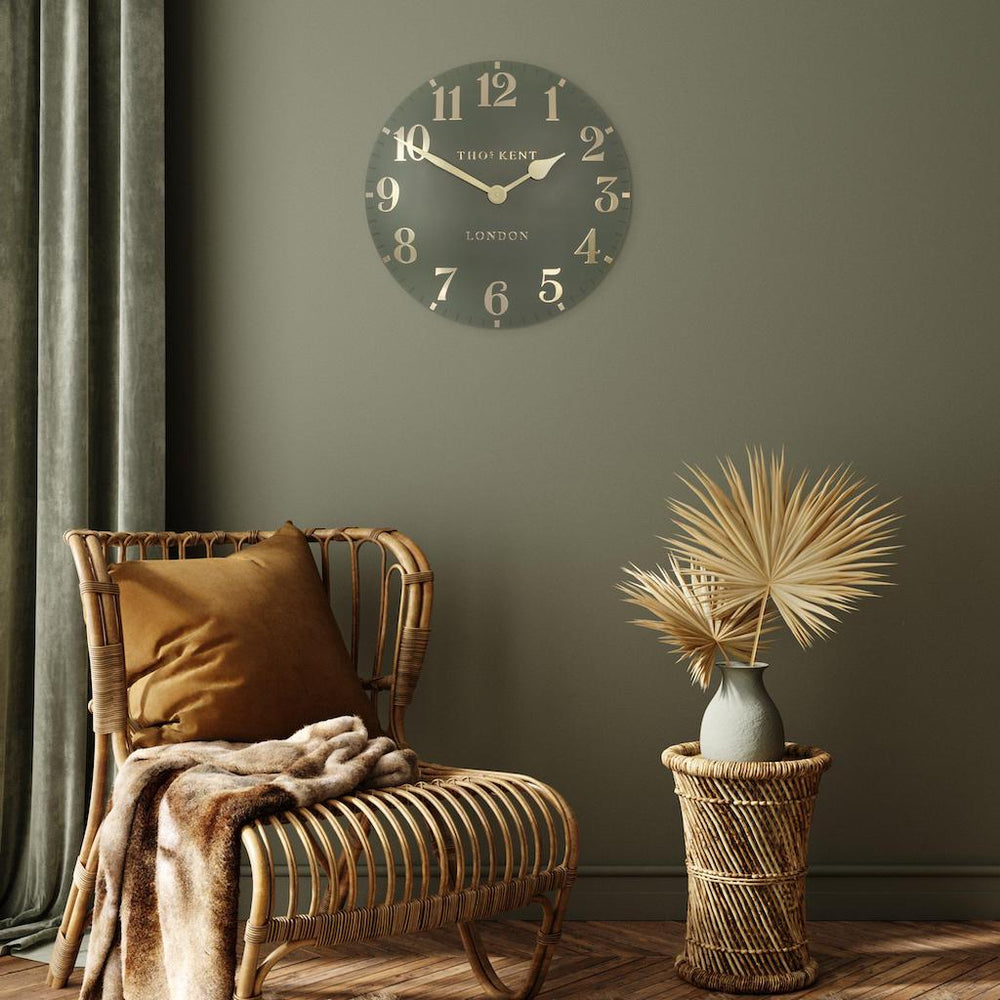 Arabic Large Wall Clock Lichen Green-Thomas Kent-Beaumonde