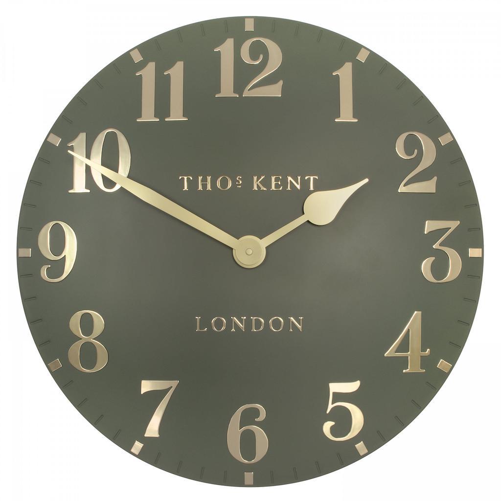 Thomas Kent Arabic Wall Clock Lichen Green 50cm-Beaumonde