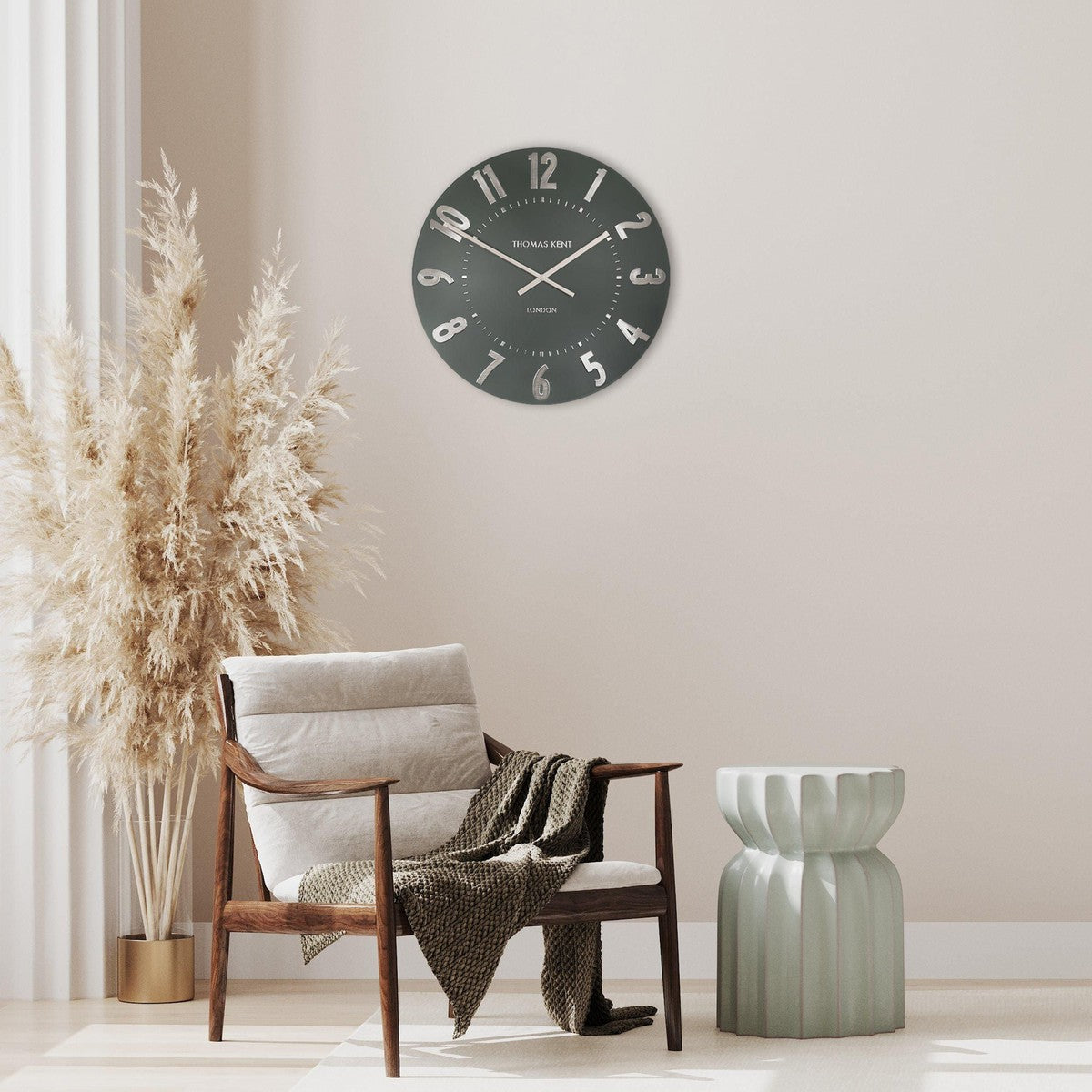 Thomas Kent Mulberry 50cm Large Wall Clock - Olive Green