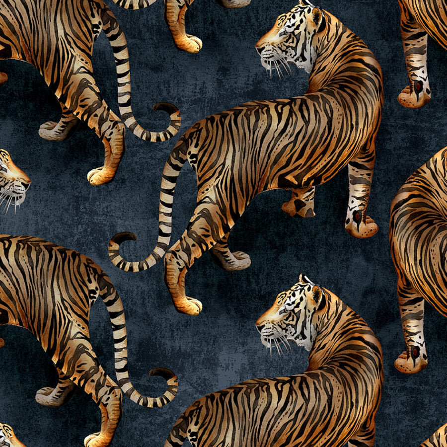 Tigress Navy Wallpaper Wallpaper-Beaumonde
