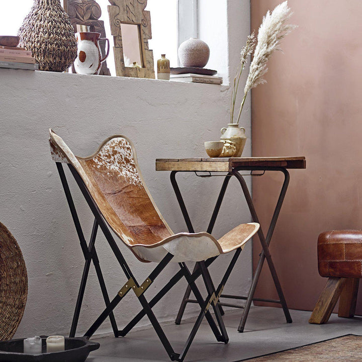 Tilde Cowhide Butterfly Chair - Brown-Beaumonde