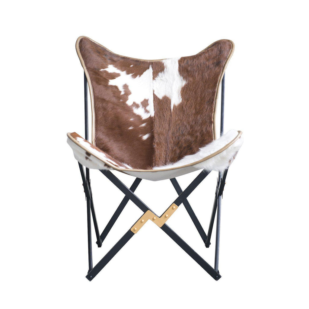 Tilde Cowhide Butterfly Chair - Brown-Beaumonde