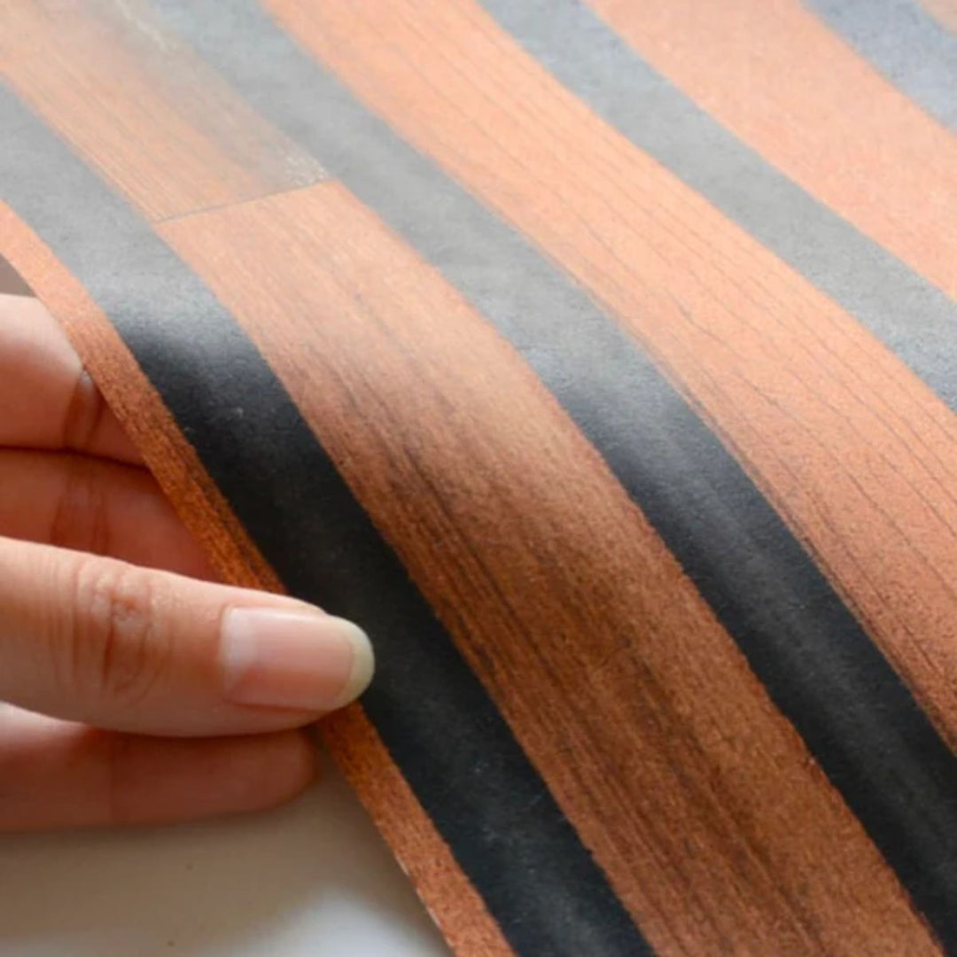 NLXL Timber Strips teak on black Wallpaper by Piet Hein Eek