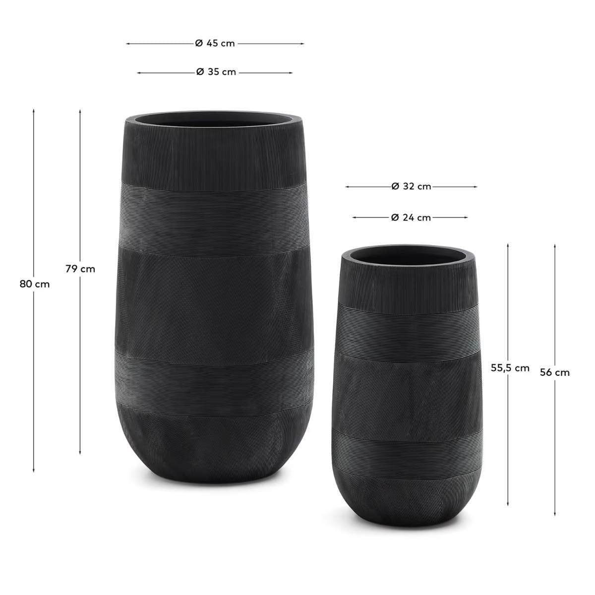Kave Home Tival beige cement-effect planter Ø 45 cm / Ø 32 cm
