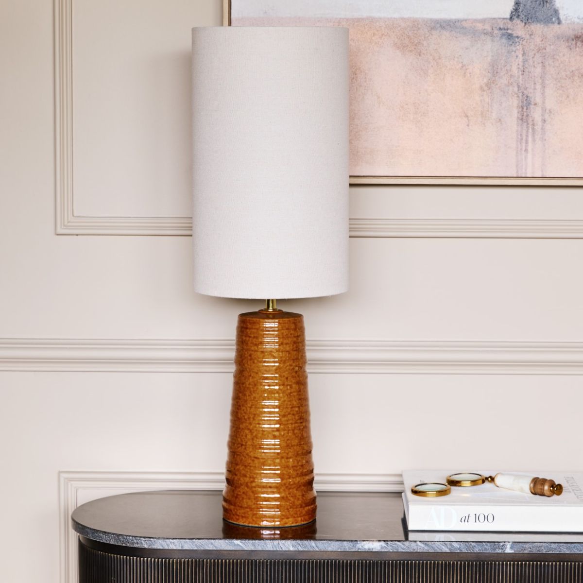 Libra Interiors Tivoli Ceramic Table Lamp Terracotta with Shade E27 60W
