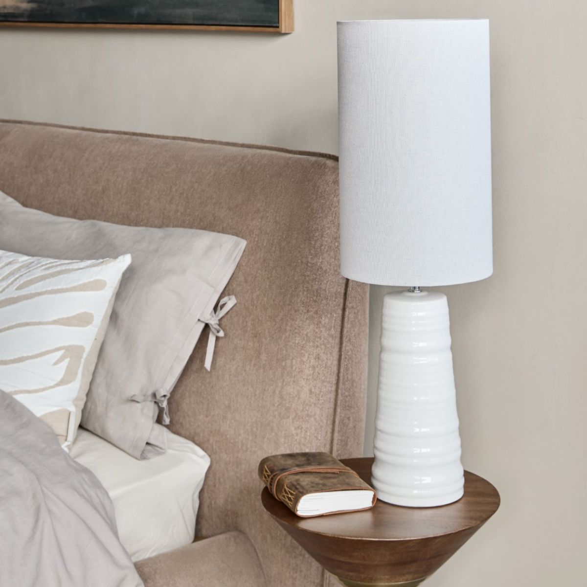 Libra Interiors Tivoli Ceramic Table Lamp White with Shade E27 60W