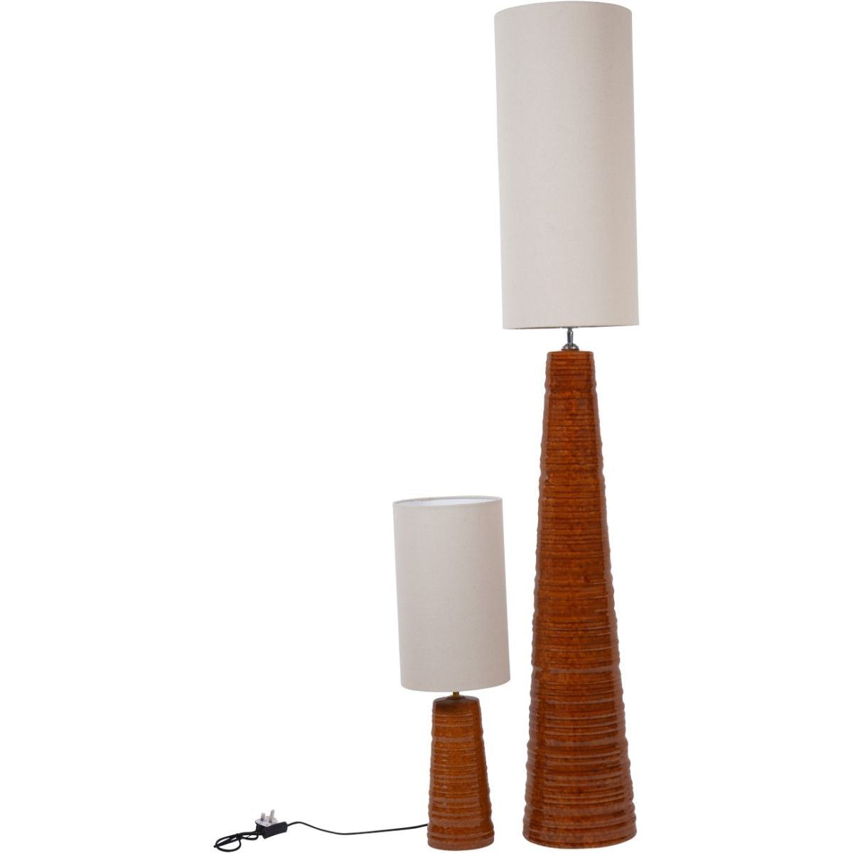 Libra Interiors Tivoli Tall Ceramic Floor Lamp Terracotta with Shade E27 60W