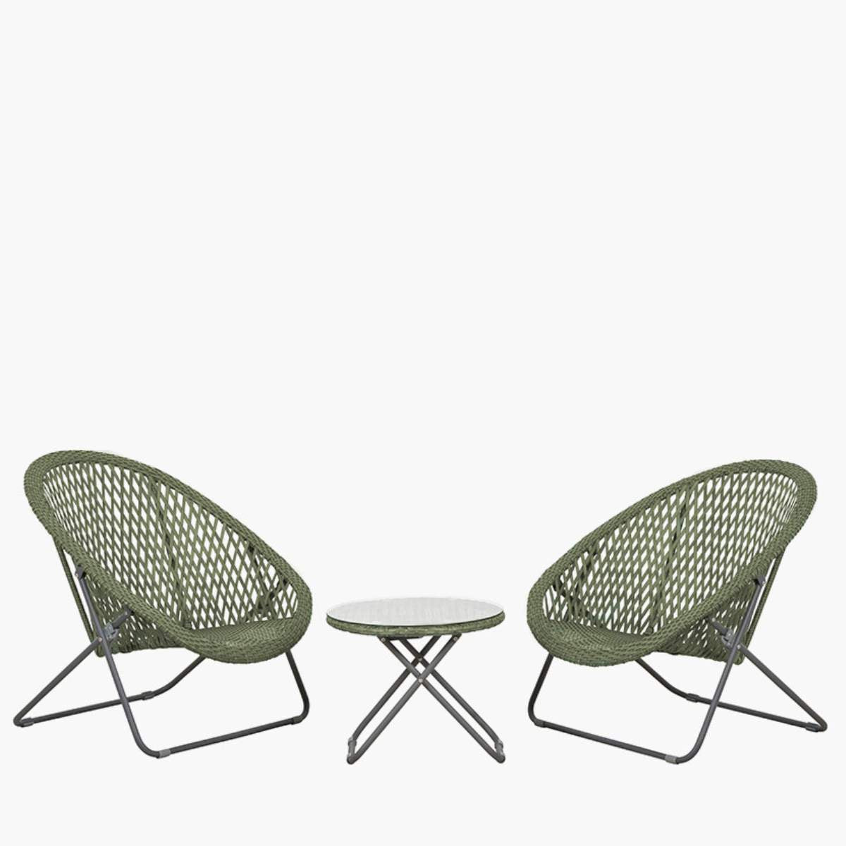 Pacific Lifestyle Tobs Outdoor Green Foldable Loungers Set