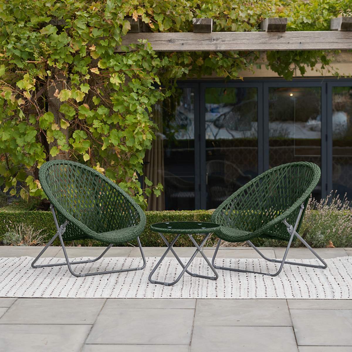 Pacific Lifestyle Tobs Outdoor Green Foldable Loungers Set