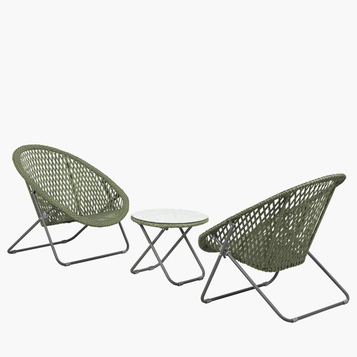 Pacific Lifestyle Tobs Outdoor Green Foldable Loungers Set