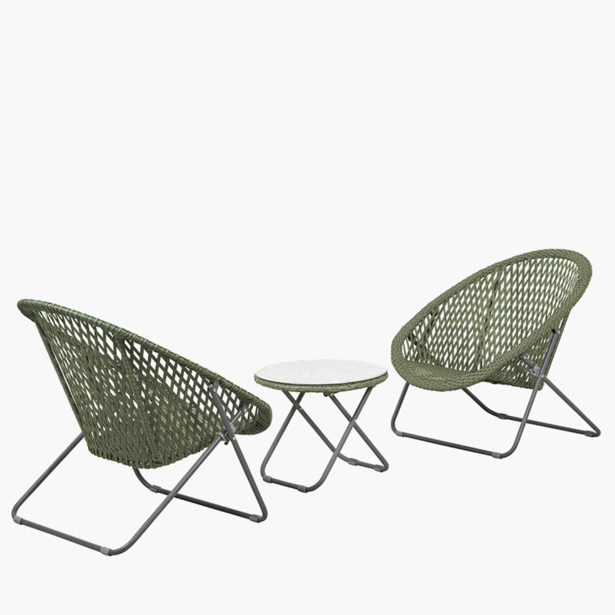 Pacific Lifestyle Tobs Outdoor Green Foldable Loungers Set