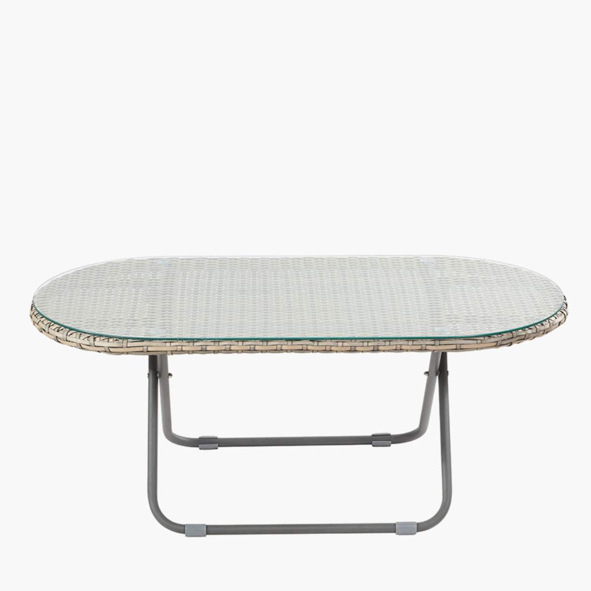 Pacific Lifestyle Tobs Outdoor Grey Foldable Loungers Set with Oval Table