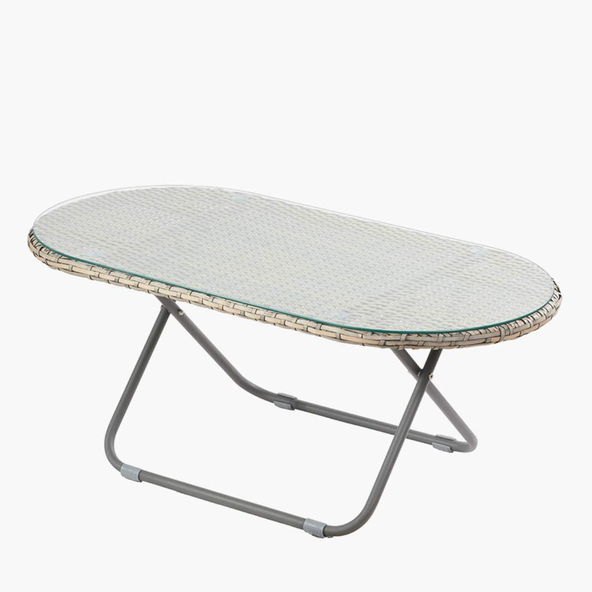 Pacific Lifestyle Tobs Outdoor Grey Foldable Loungers Set with Oval Table