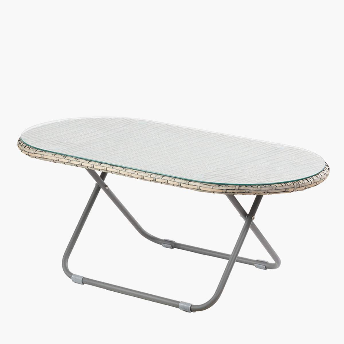 Pacific Lifestyle Tobs Outdoor Grey Foldable Loungers Set with Oval Table