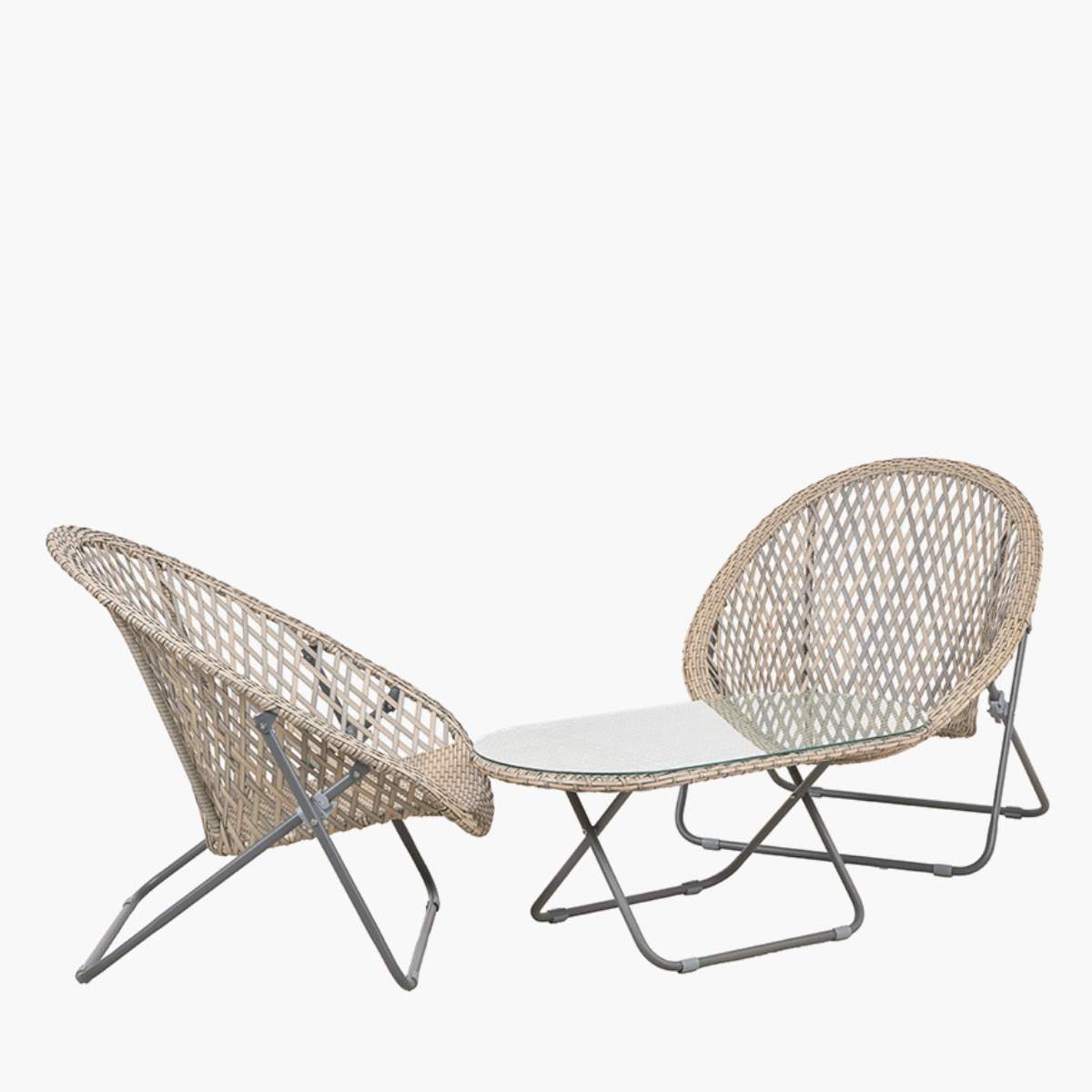 Pacific Lifestyle Tobs Outdoor Grey Foldable Loungers Set with Oval Table