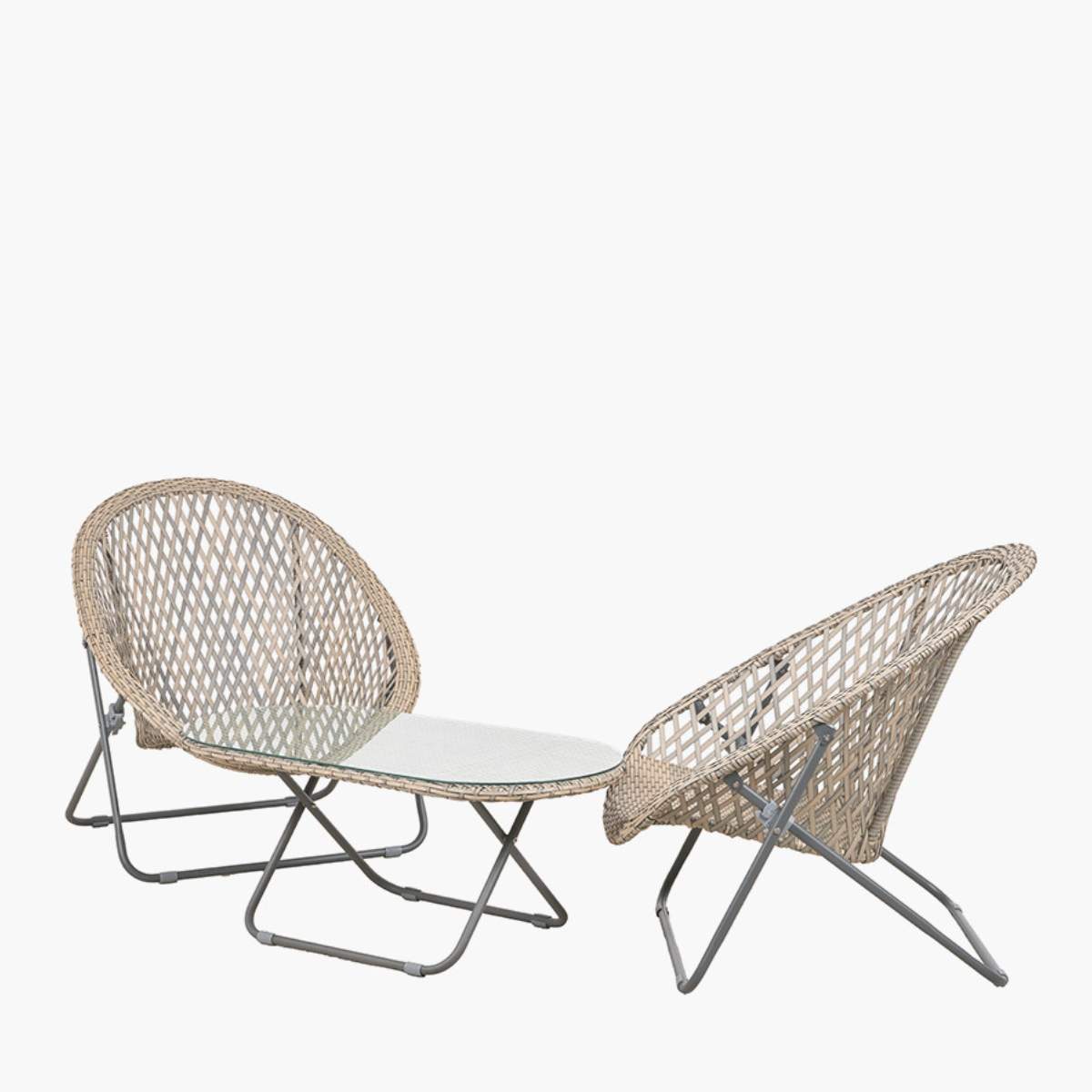Pacific Lifestyle Tobs Outdoor Grey Foldable Loungers Set with Oval Table