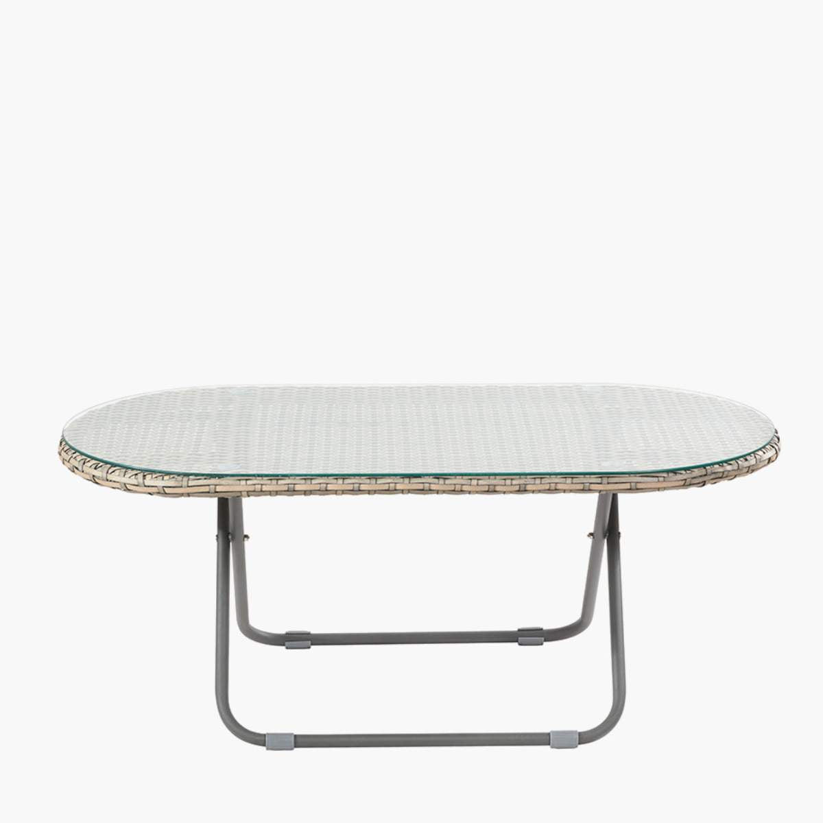 Pacific Lifestyle Tobs Outdoor Grey Foldable Loungers Set with Oval Table