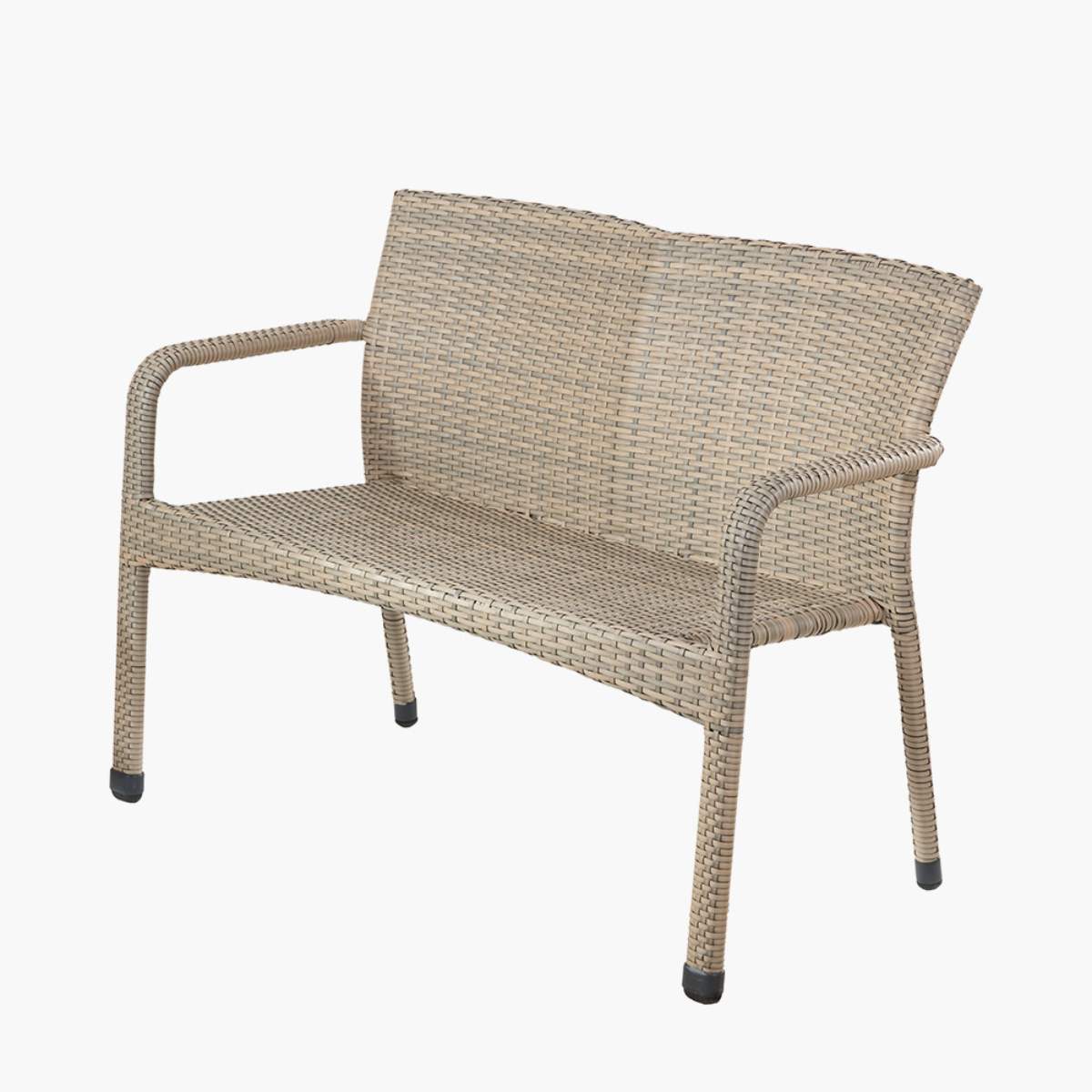 Pacific Lifestyle Tobs Outdoor Grey Synthetic Rattan Bench & Two Armchairs Bistro Set