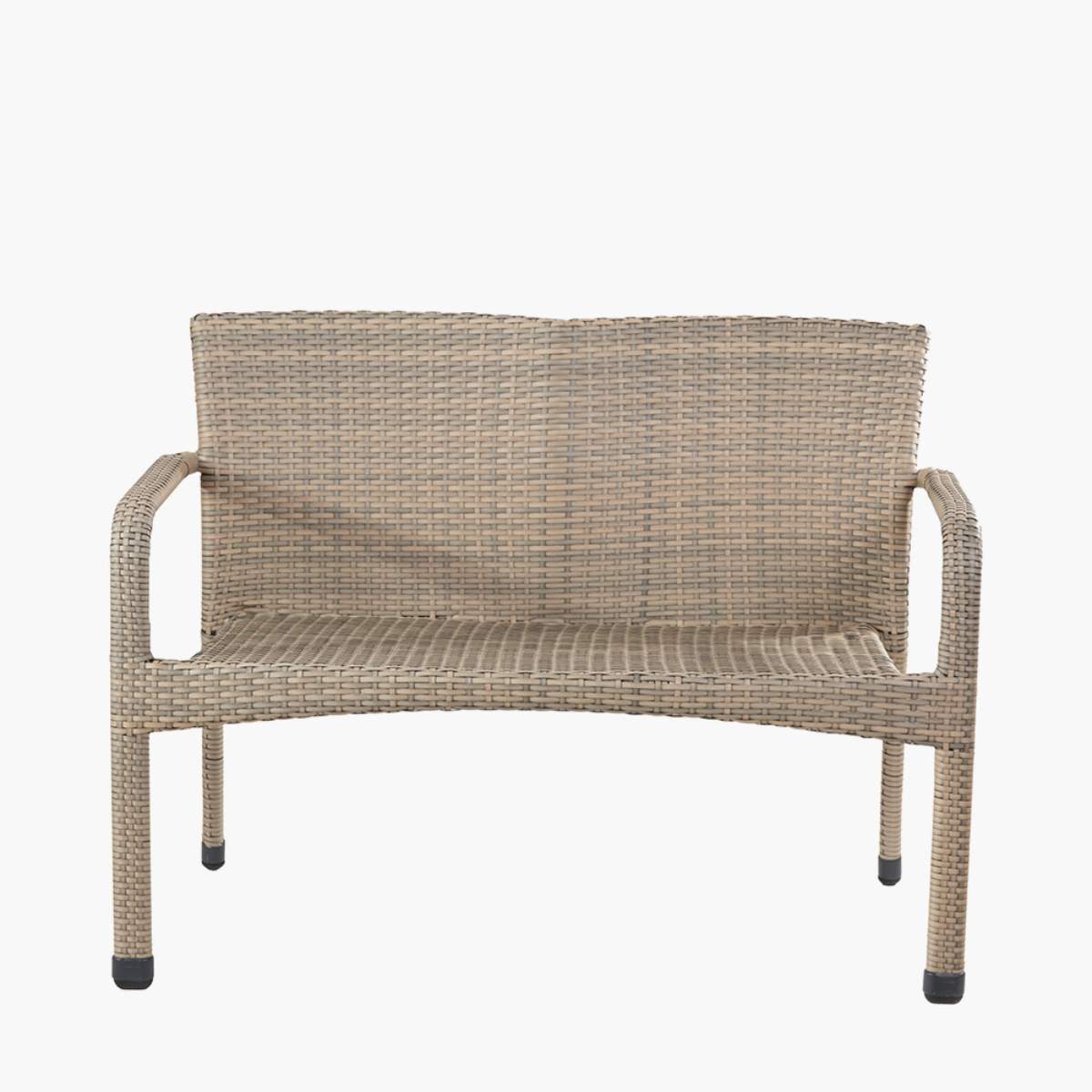 Pacific Lifestyle Tobs Outdoor Grey Synthetic Rattan Bench & Two Armchairs Bistro Set