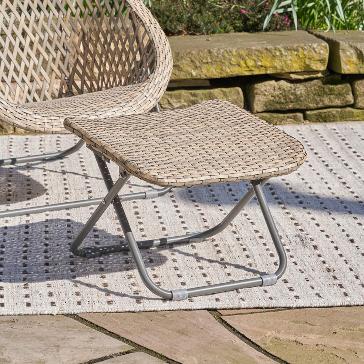 Pacific Lifestyle Tobs Outdoor Grey Synthetic Rattan Folding Footstool