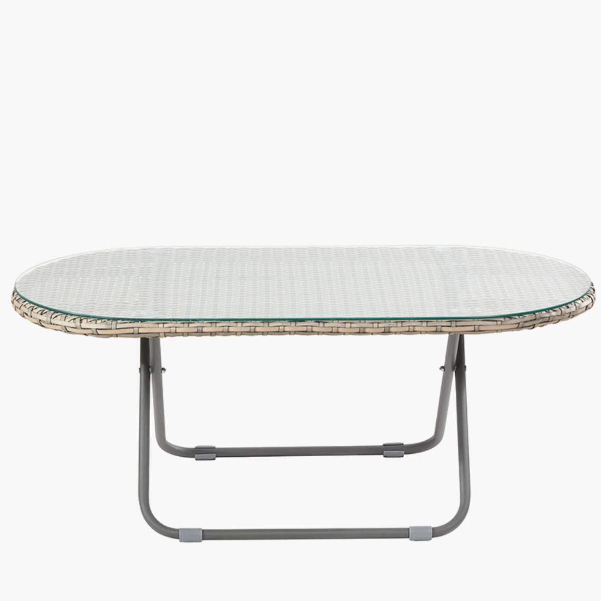 Pacific Lifestyle Tobs Outdoor Grey Synthetic Rattan Oval Lounger Table