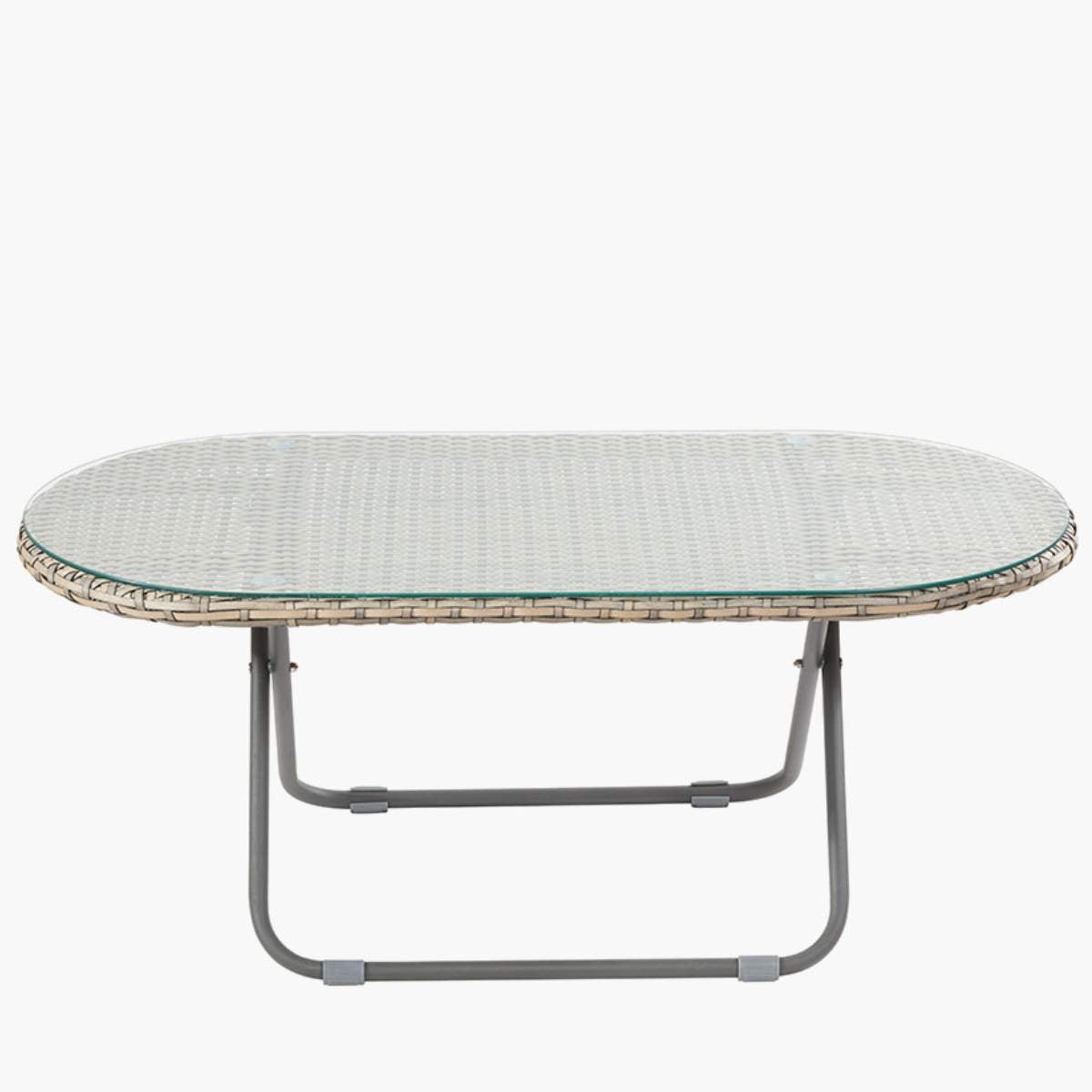 Pacific Lifestyle Tobs Outdoor Grey Synthetic Rattan Oval Lounger Table